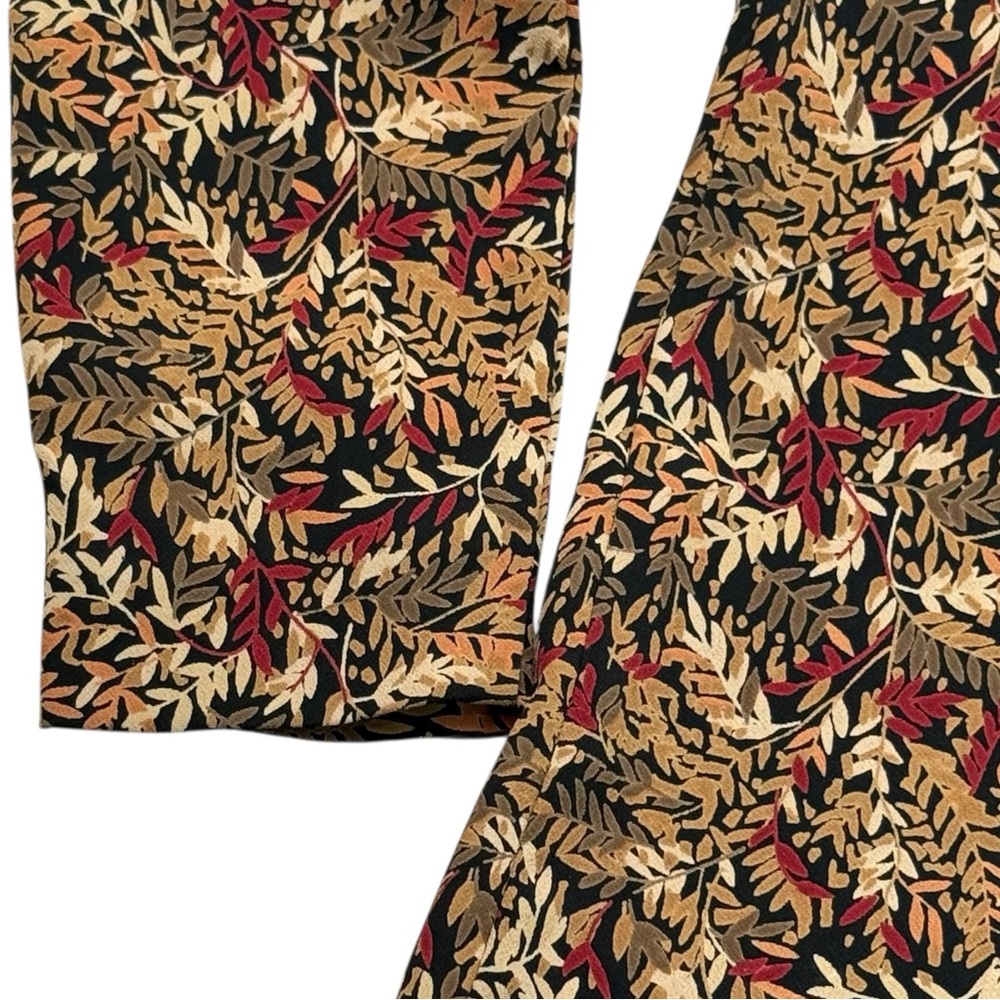 Angelica Vintage 1994 Rayon Blouse Leaf Print USA Made Black Women Sz 2 Career - Picture 10 of 10